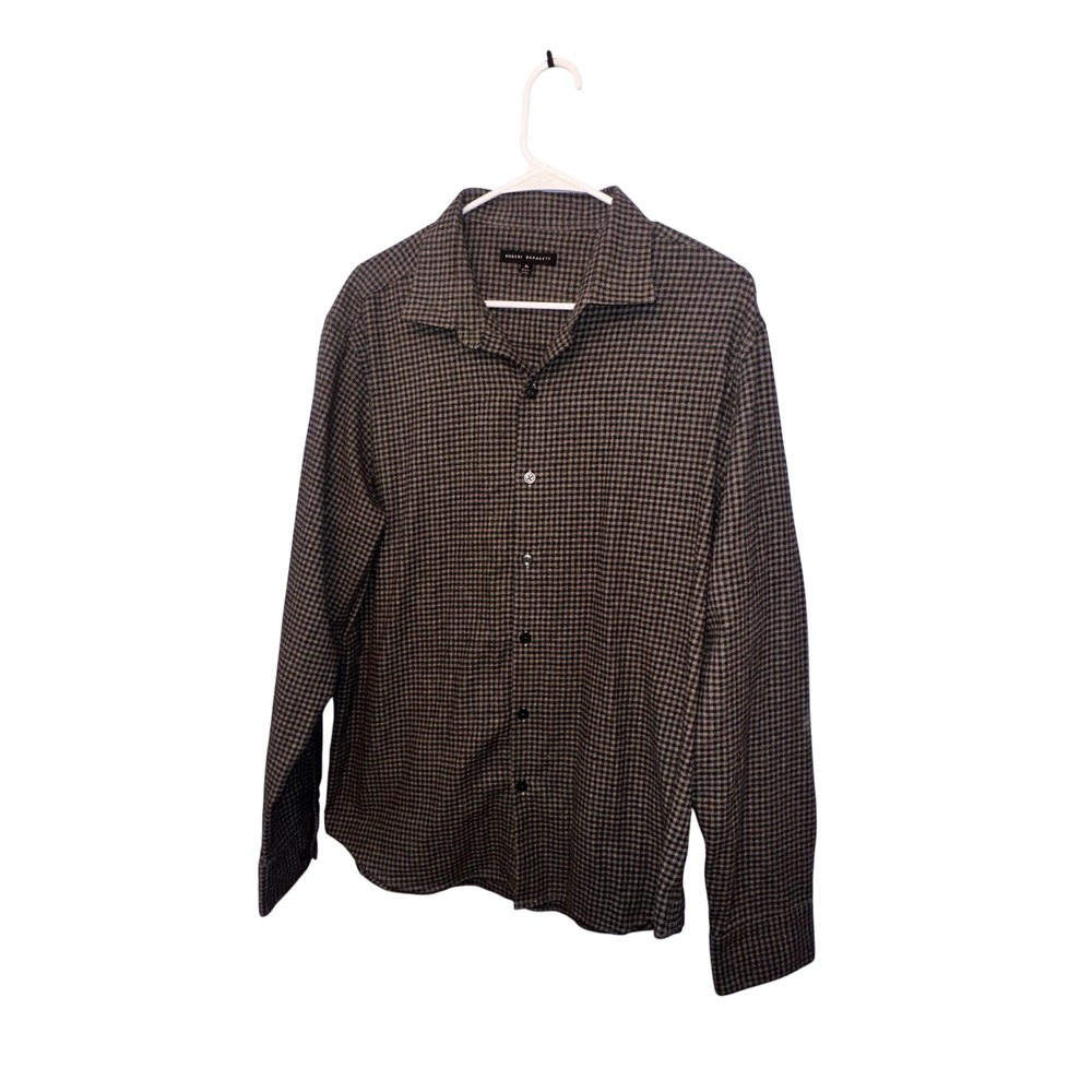 Robert Barakett Brentwood LS Woven Shirt Grey Houndstooth Mens XL RB01429